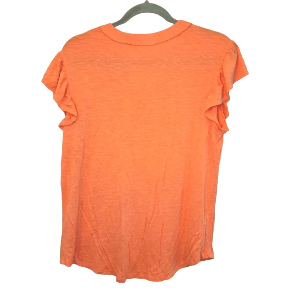 Maurices Coral Peach Ruffle Henley Top Tee Size Medium